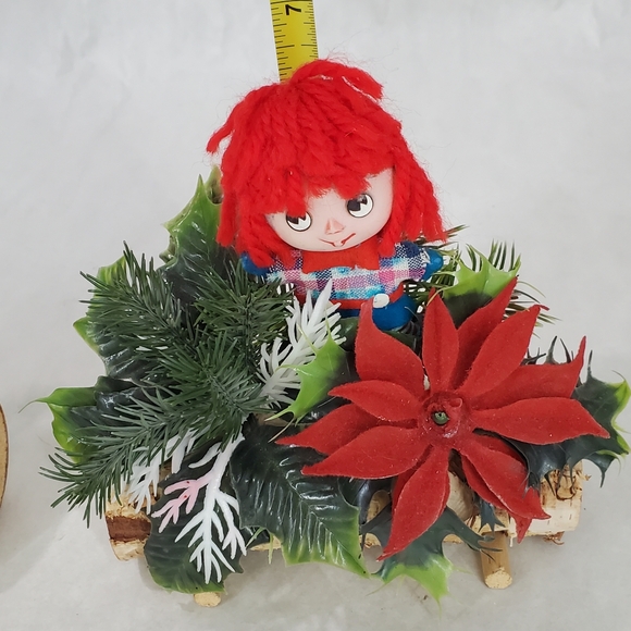 MCM Vintage Kitschy Yule Log 1970's Christmas Decorations Center Piece - Picture 11 of 12